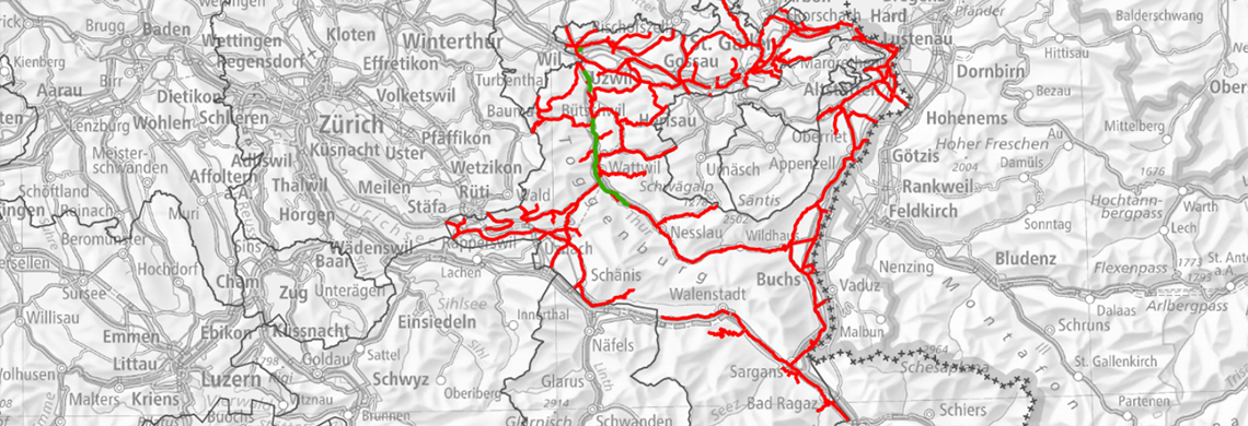 Ausschnitt aus dem Geoportal mit dem Strassennetz von St.Gallen